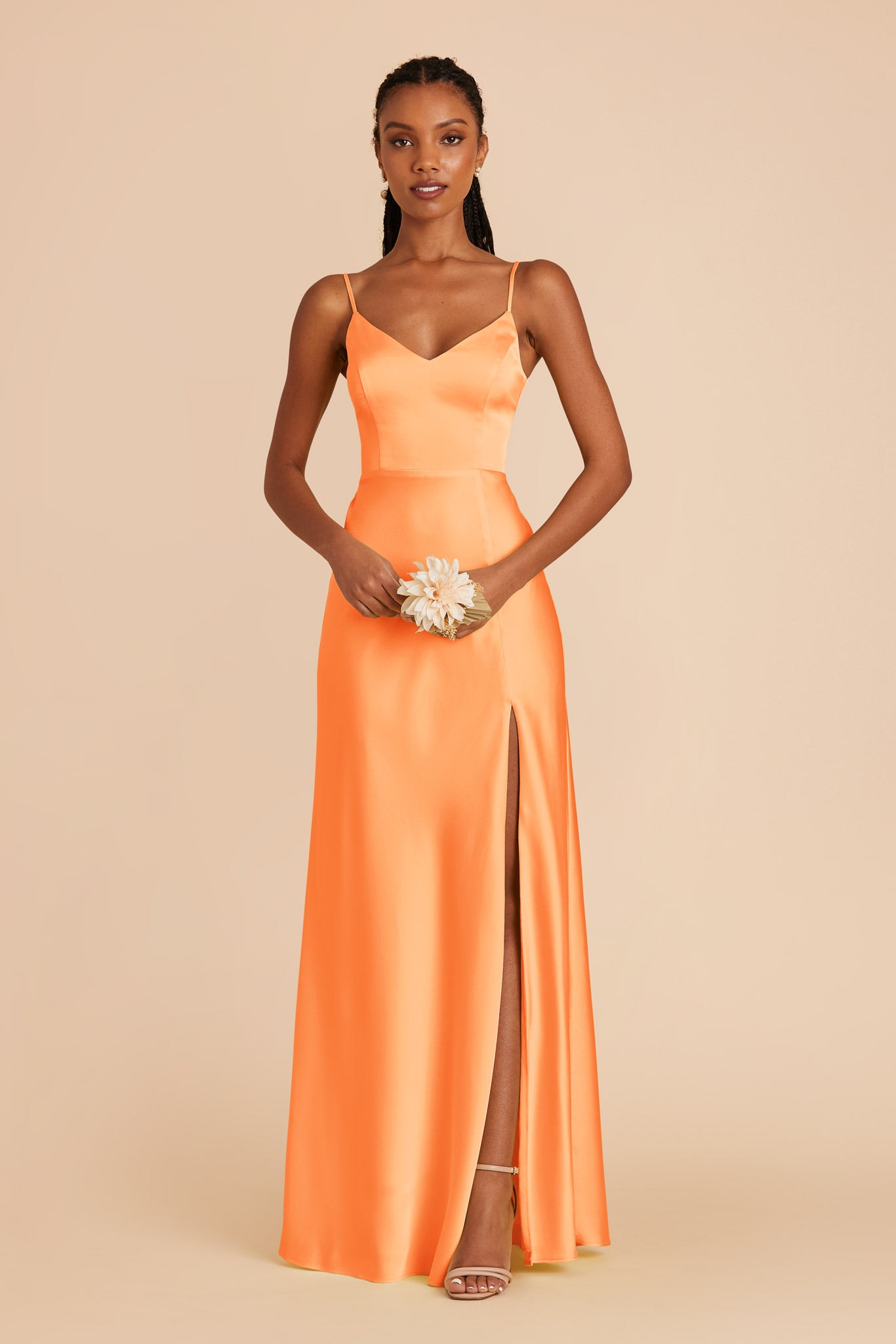 Apricot Jay Matte Satin Dress by Birdy Grey