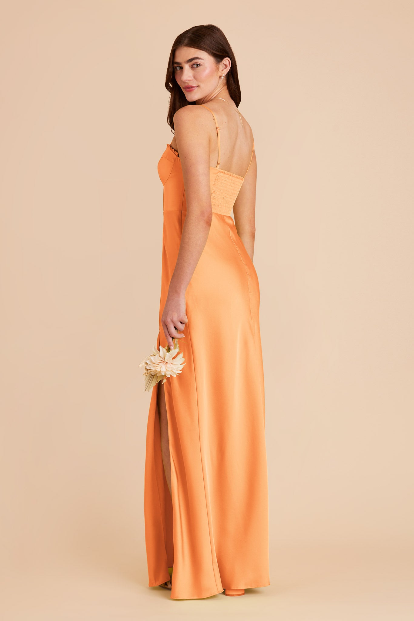 Apricot Jessica Matte Satin Dress by Birdy Grey