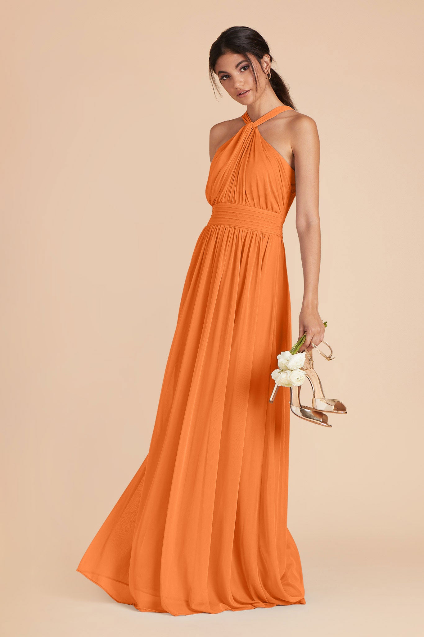 Apricot Kiko Chiffon Dress by Birdy Grey