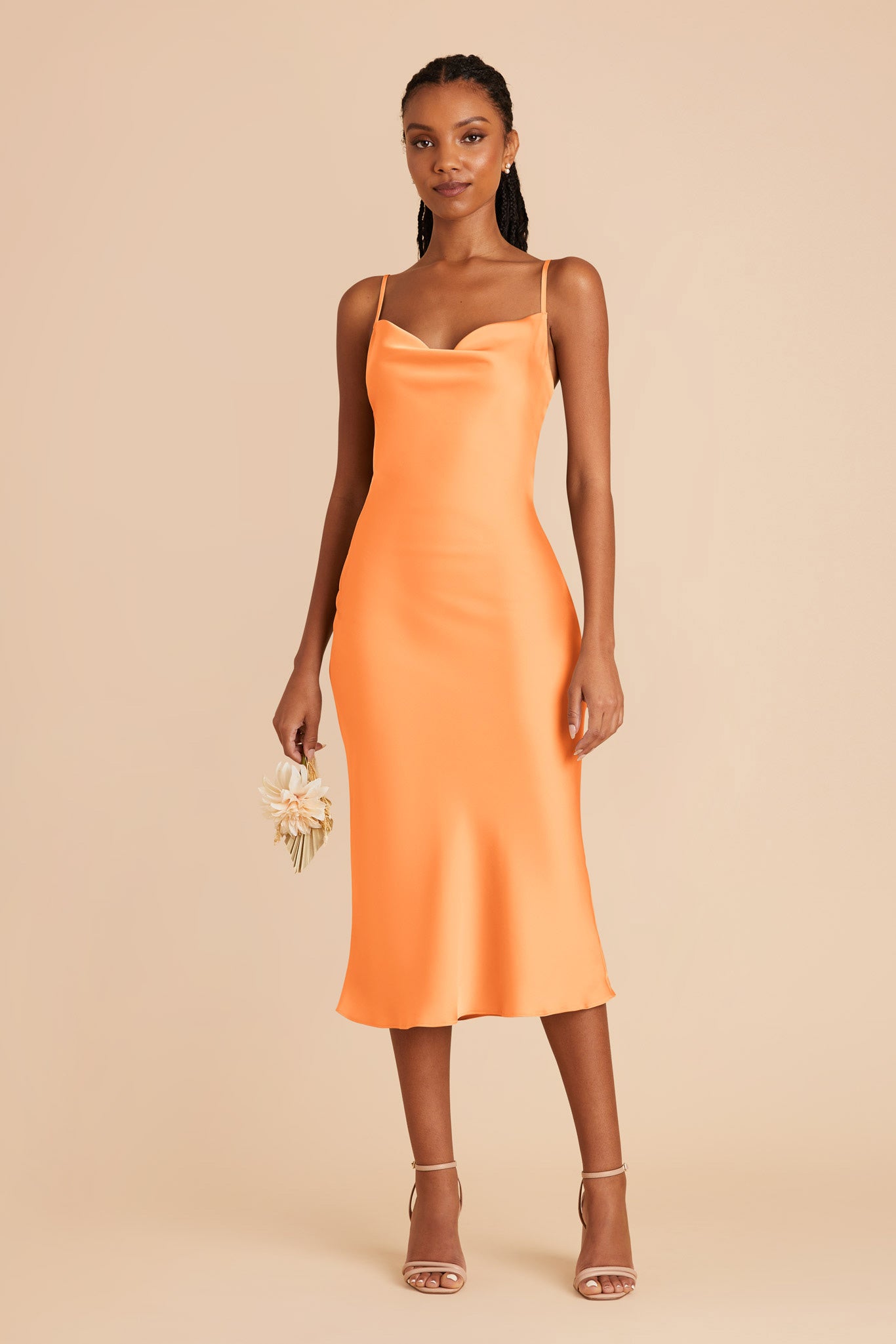 Apricot Lisa Matte Satin Dress by Birdy Grey