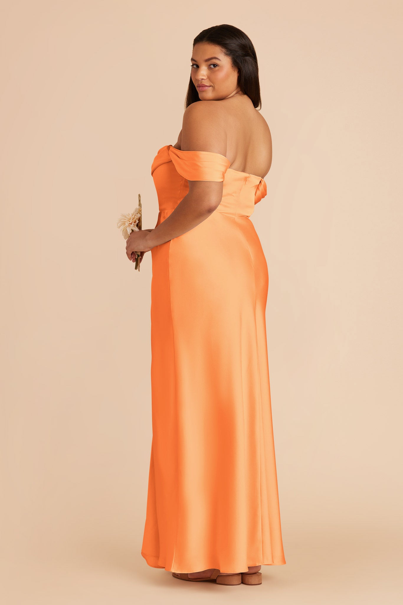 Apricot Mia Matte Satin Dress by Birdy Grey