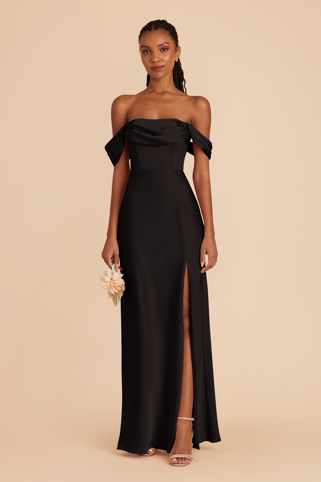 Black Mia Matte Satin Dress by Birdy Grey