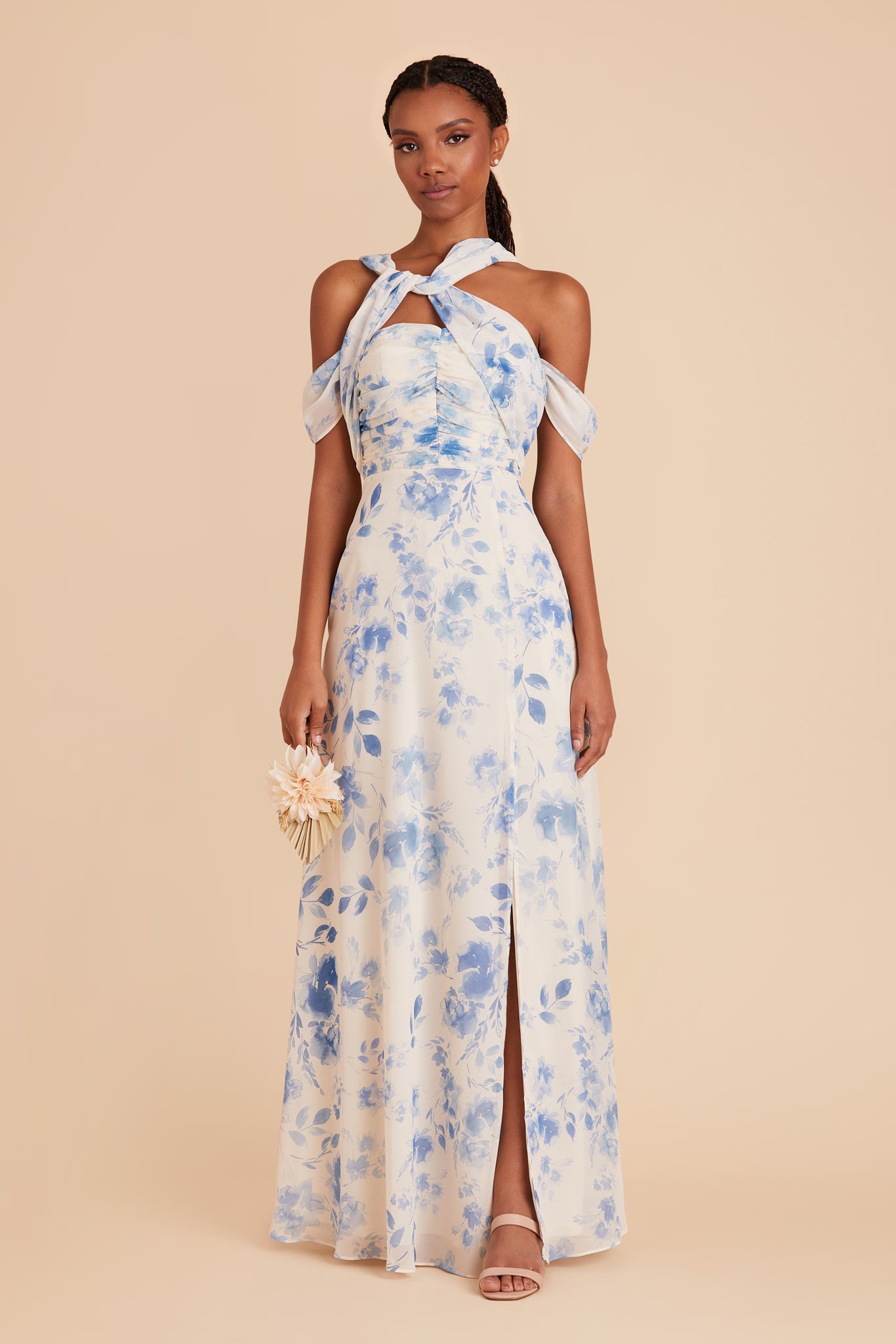Blue Rococo Flora Cara Chiffon Dress by Birdy Grey