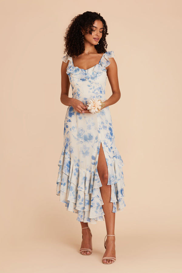 Ginny Chiffon Dress - Blue Rococo Floral