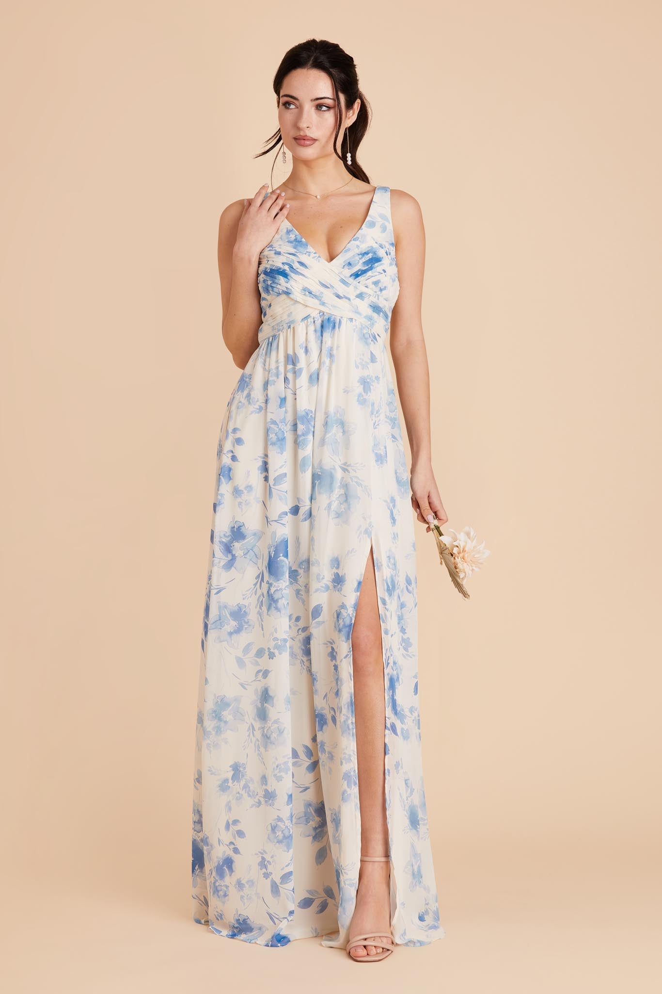 Blue Rococo Floral Laurie Empire Dress by Birdy Grey