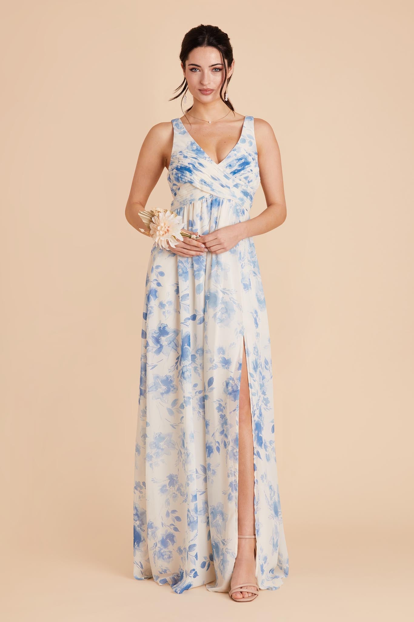Blue Rococo Floral Laurie Empire Dress by Birdy Grey