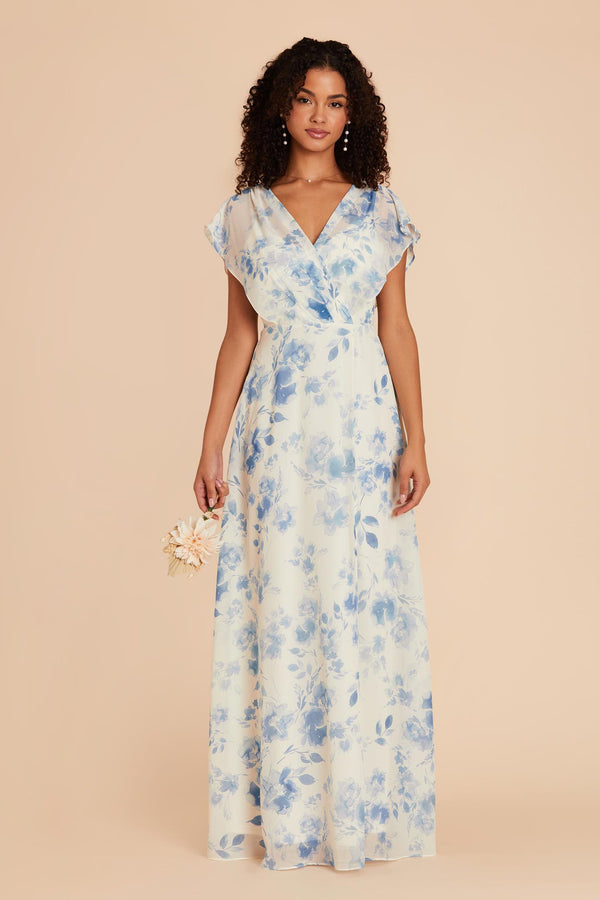 Violet Chiffon Dress - Blue Rococo Floral