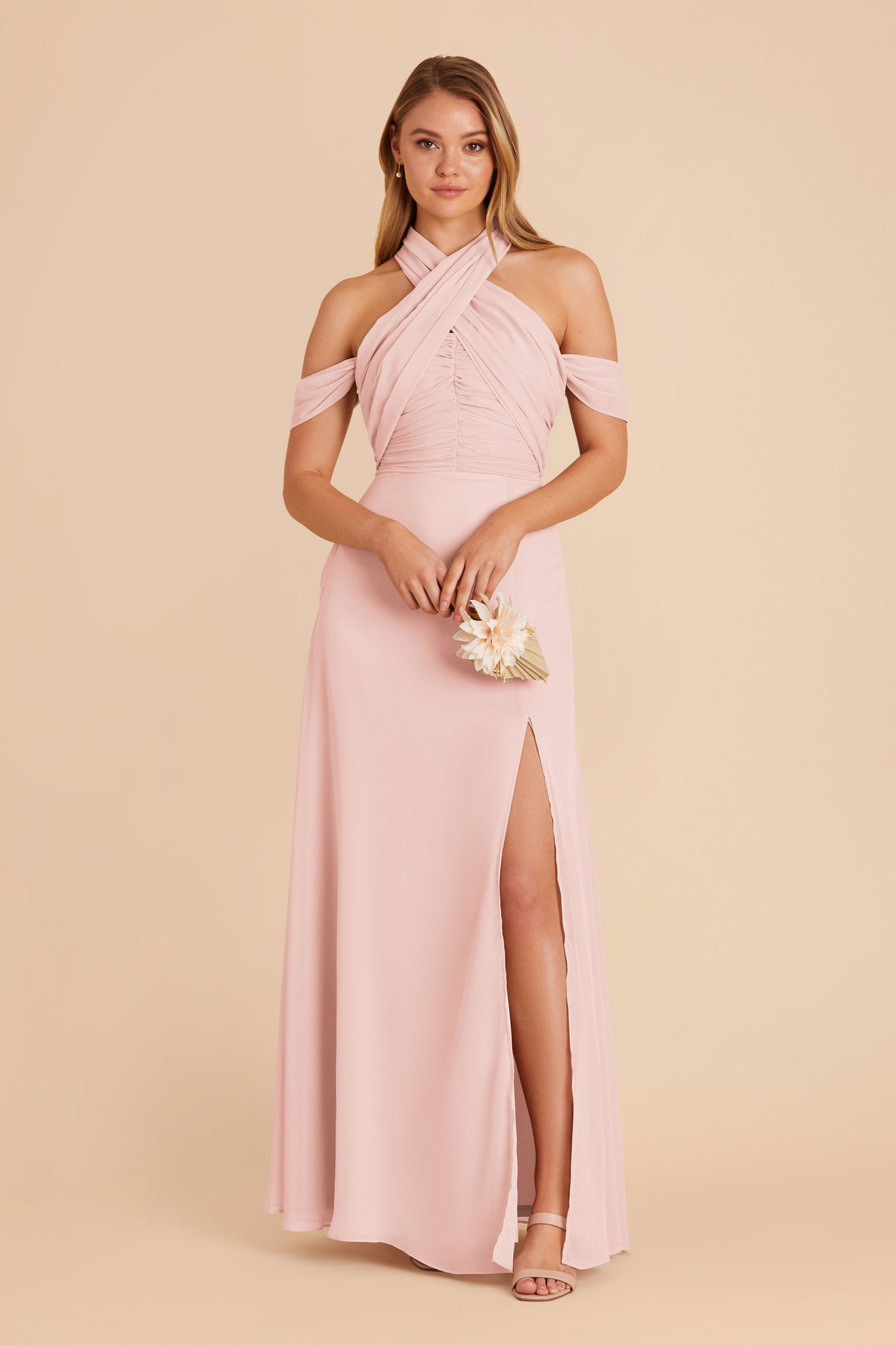 Blush Pink Cara Chiffon Dress by Birdy Grey