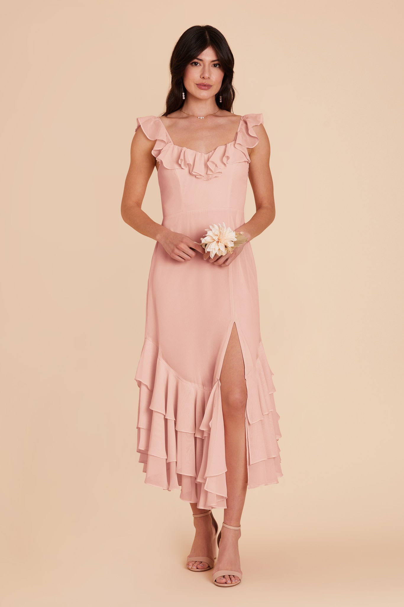 Blush Pink Ginny Chiffon Dress by Birdy Grey