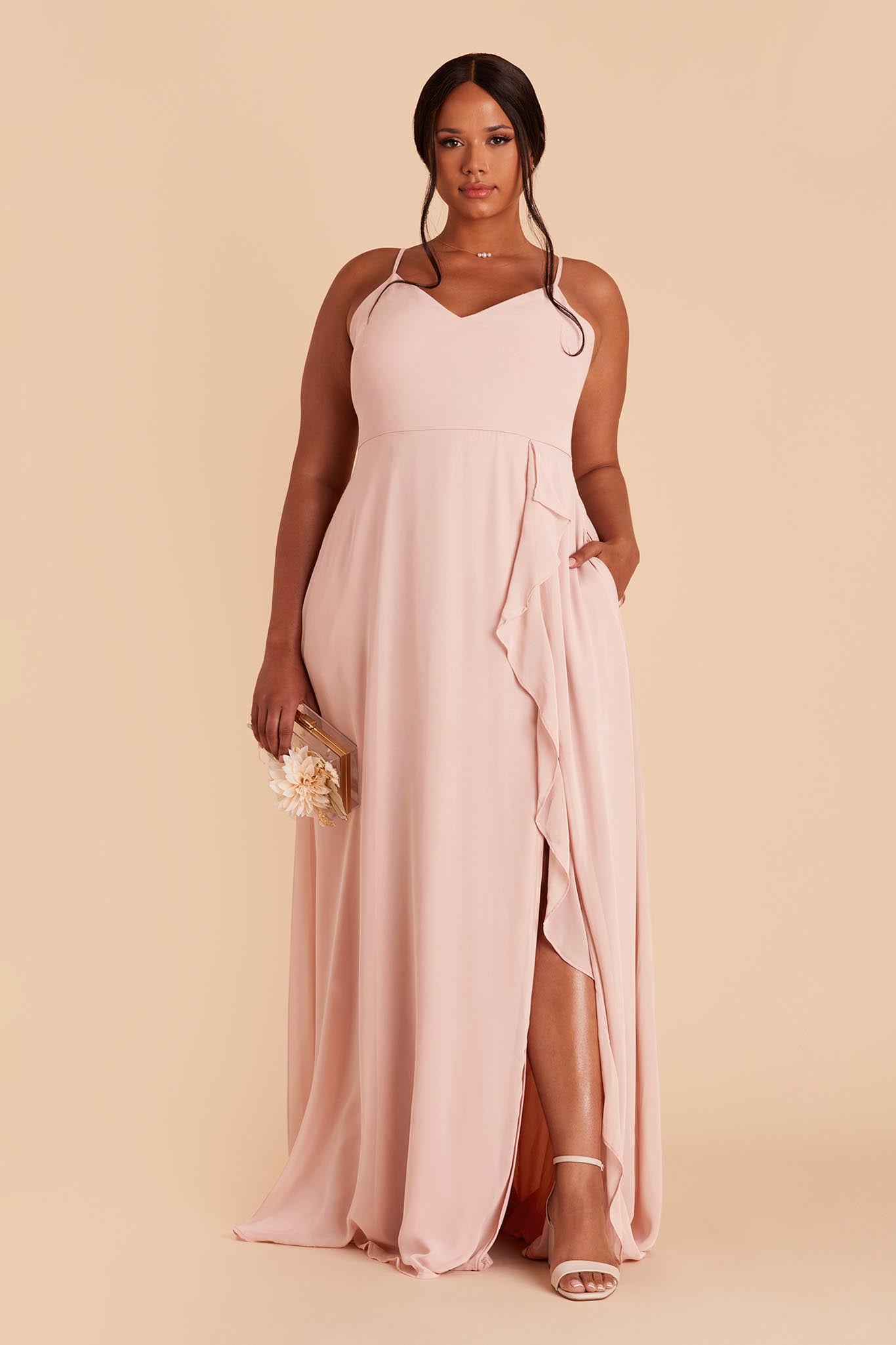Blush Pink Theresa Chiffon Dress by Birdy Grey
