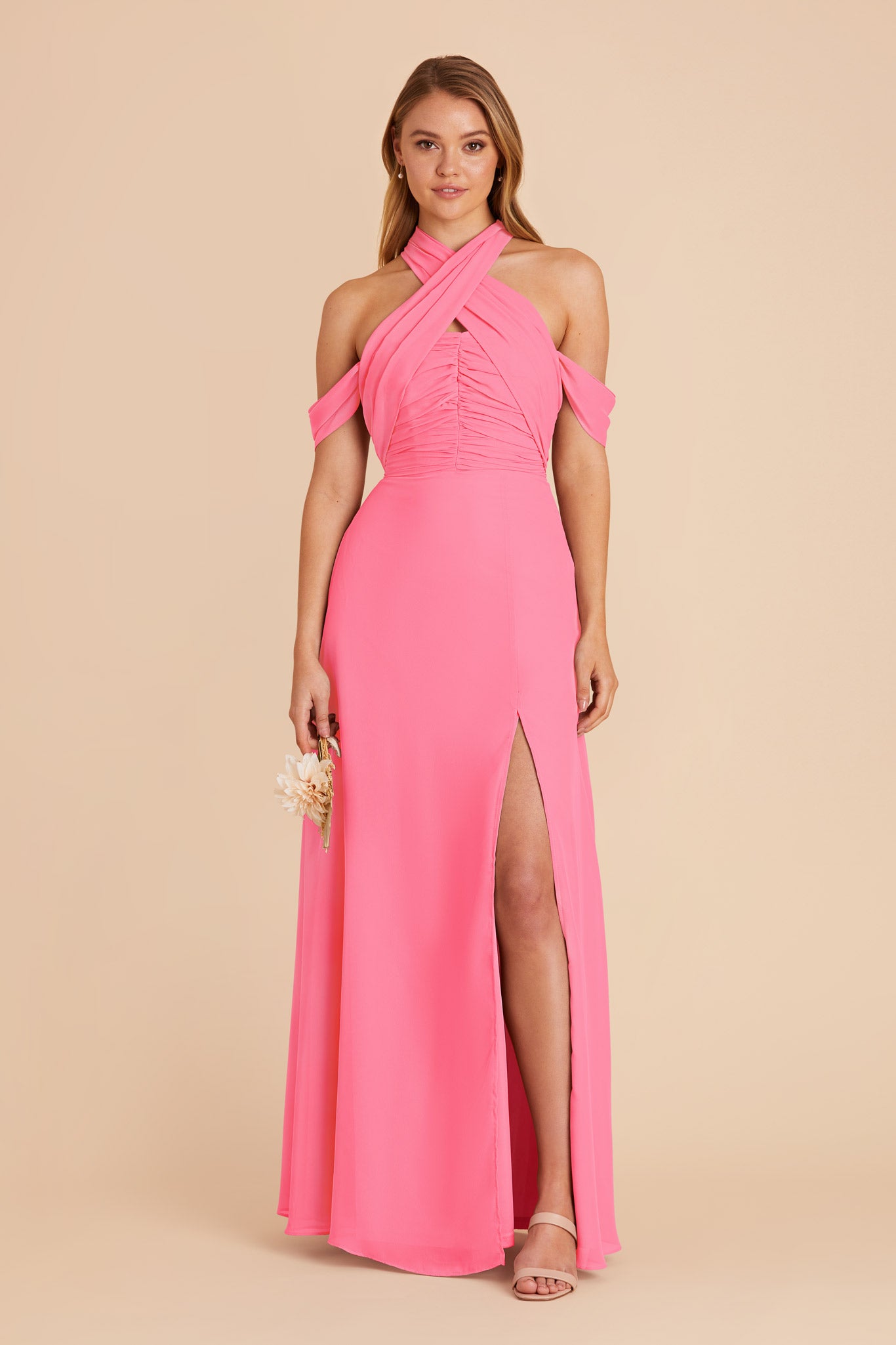 Bon Bon Pink Cara Chiffon Dress by BIrdy Grey