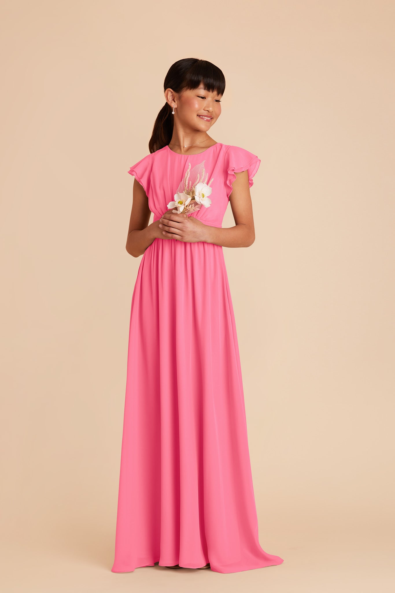 Bon Bon Pink Celine Junior Chiffon Dress by Birdy Grey