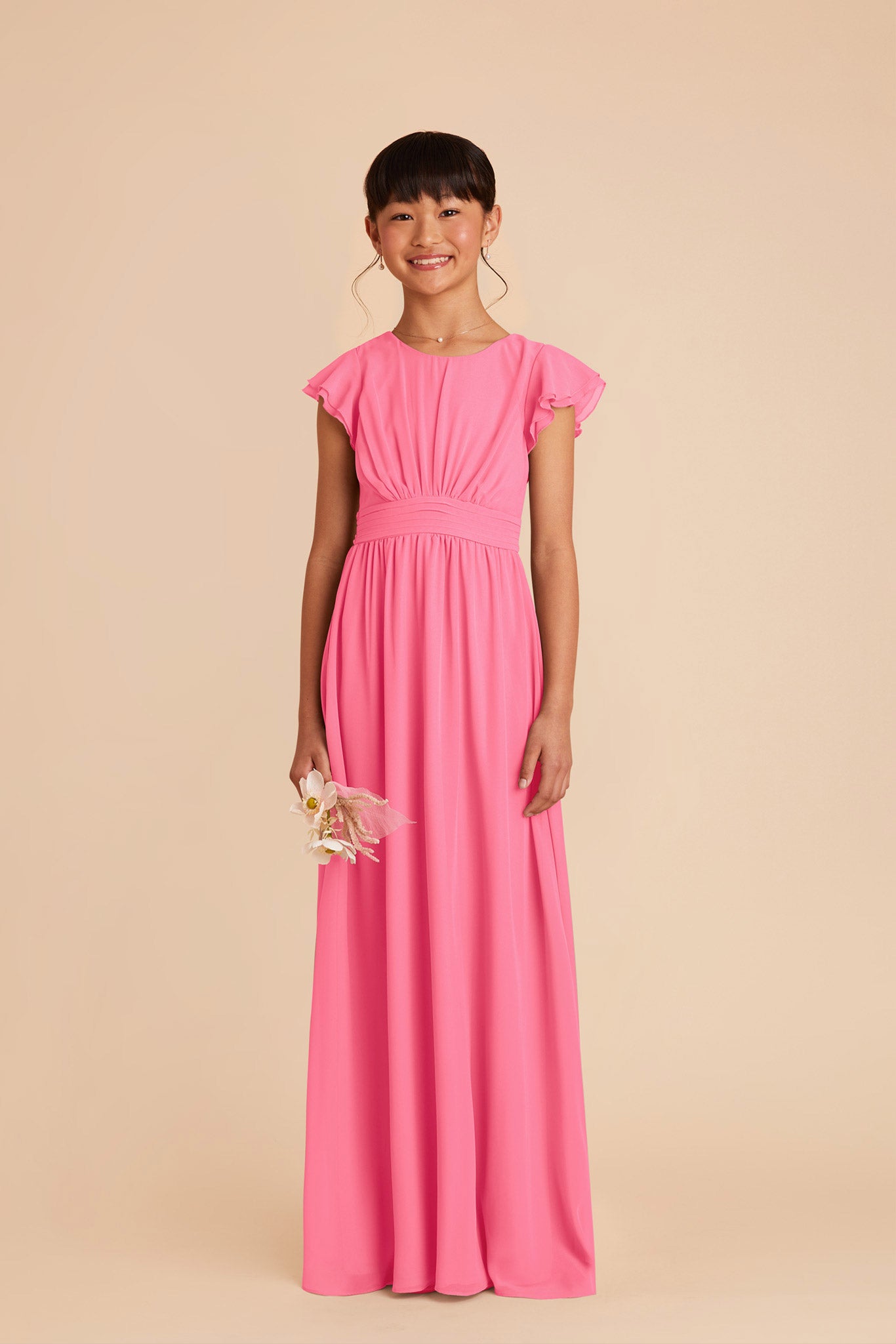 Bon Bon Pink Celine Junior Chiffon Dress by Birdy Grey