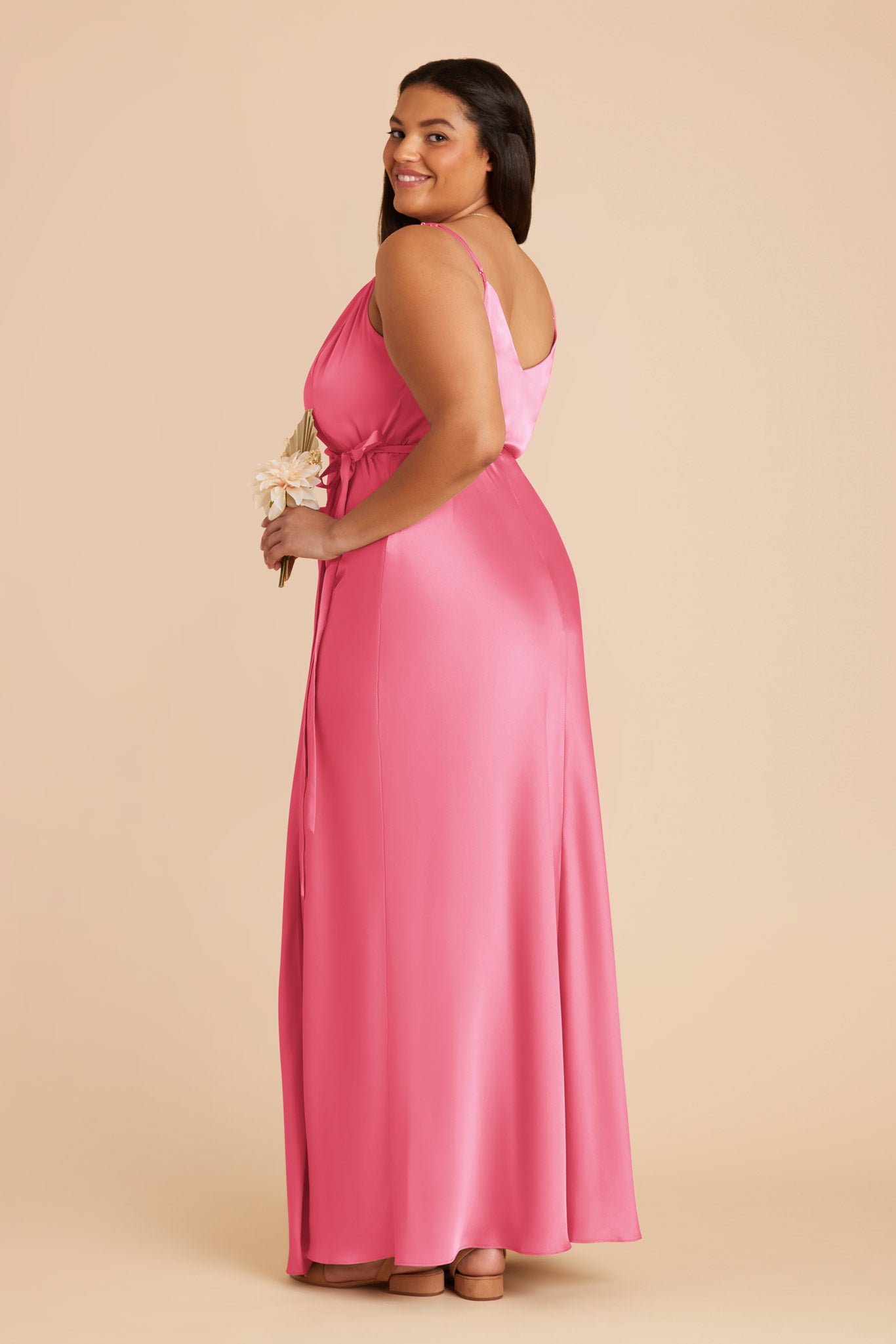  Bon Bon Pink Cindy Matte Satin Dress by Birdy Grey