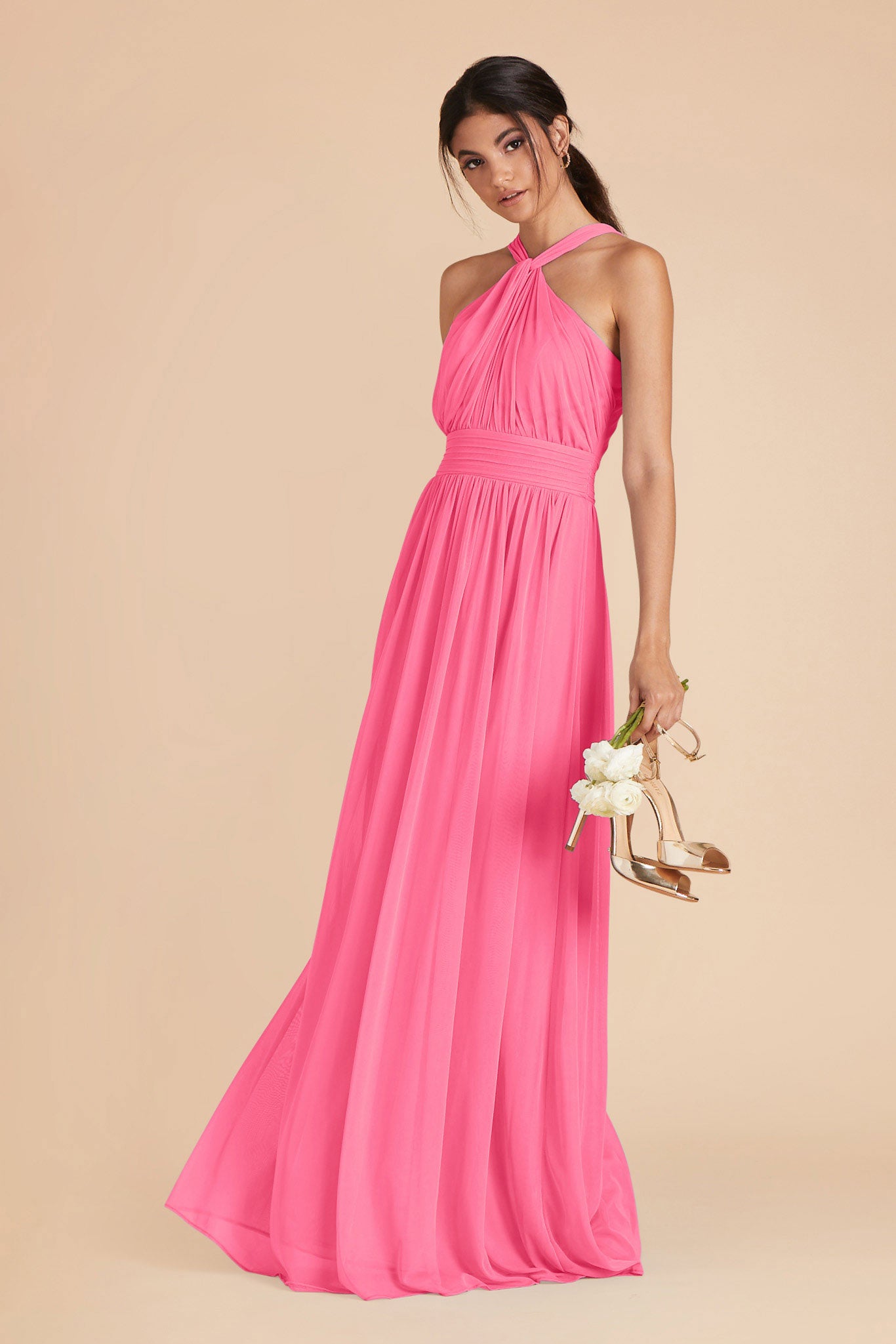 Bon Bon Pink Kiko Chiffon Dress by Birdy Grey