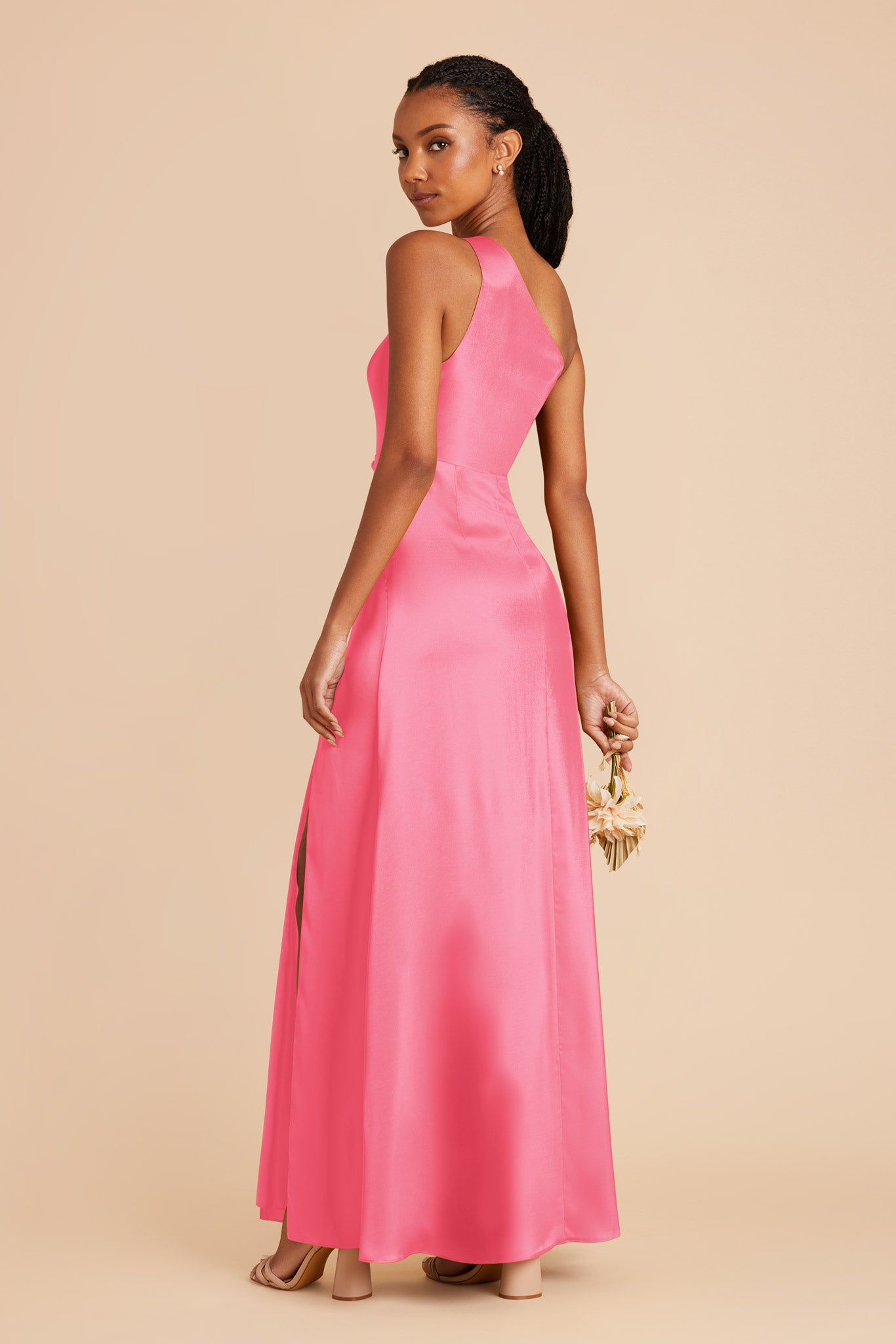 Bon Bon Pink Kira Matte Satin Dress by Birdy Grey