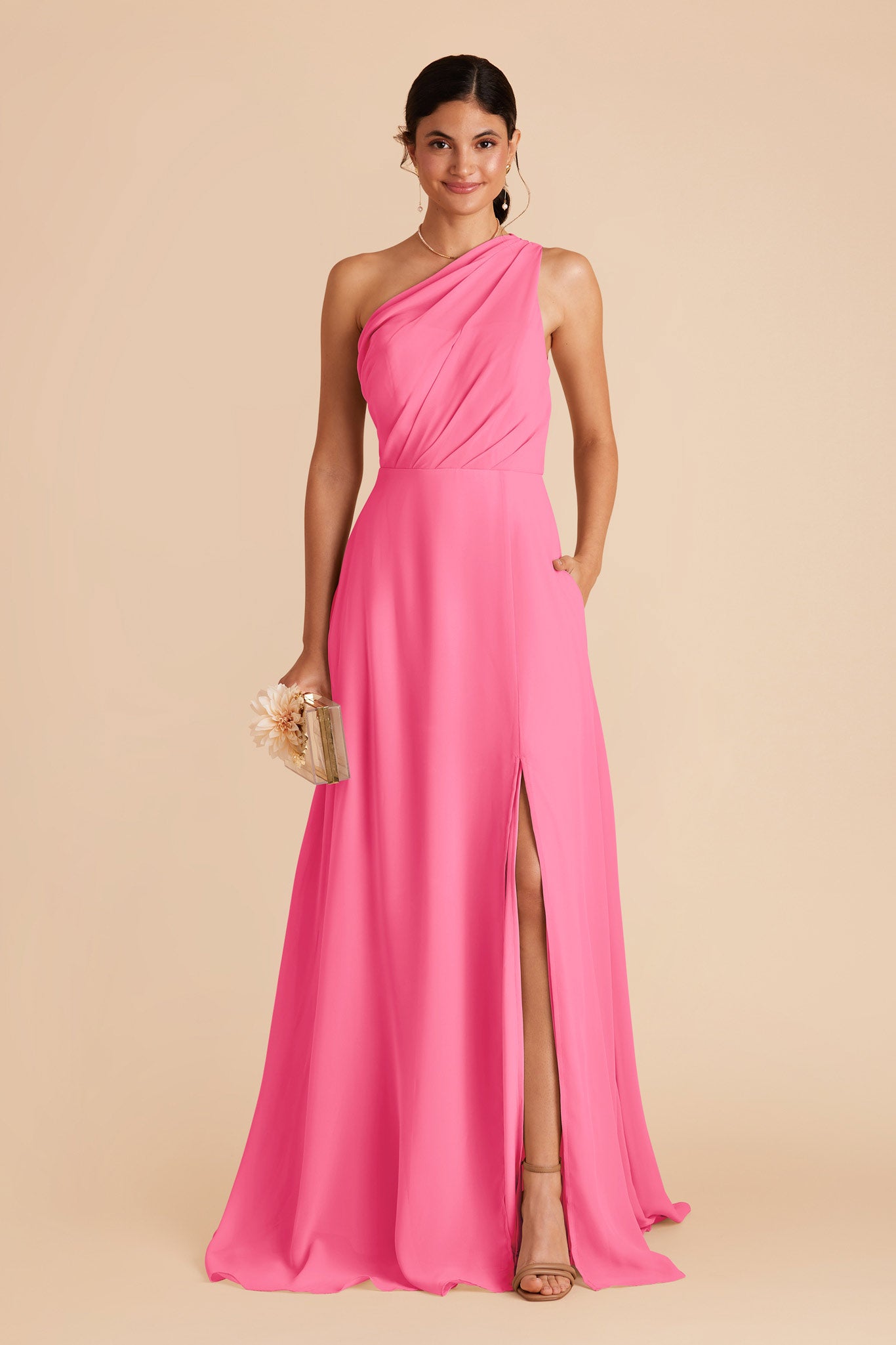 Bon Bon Pink Kira Chiffon Dress by Birdy Grey