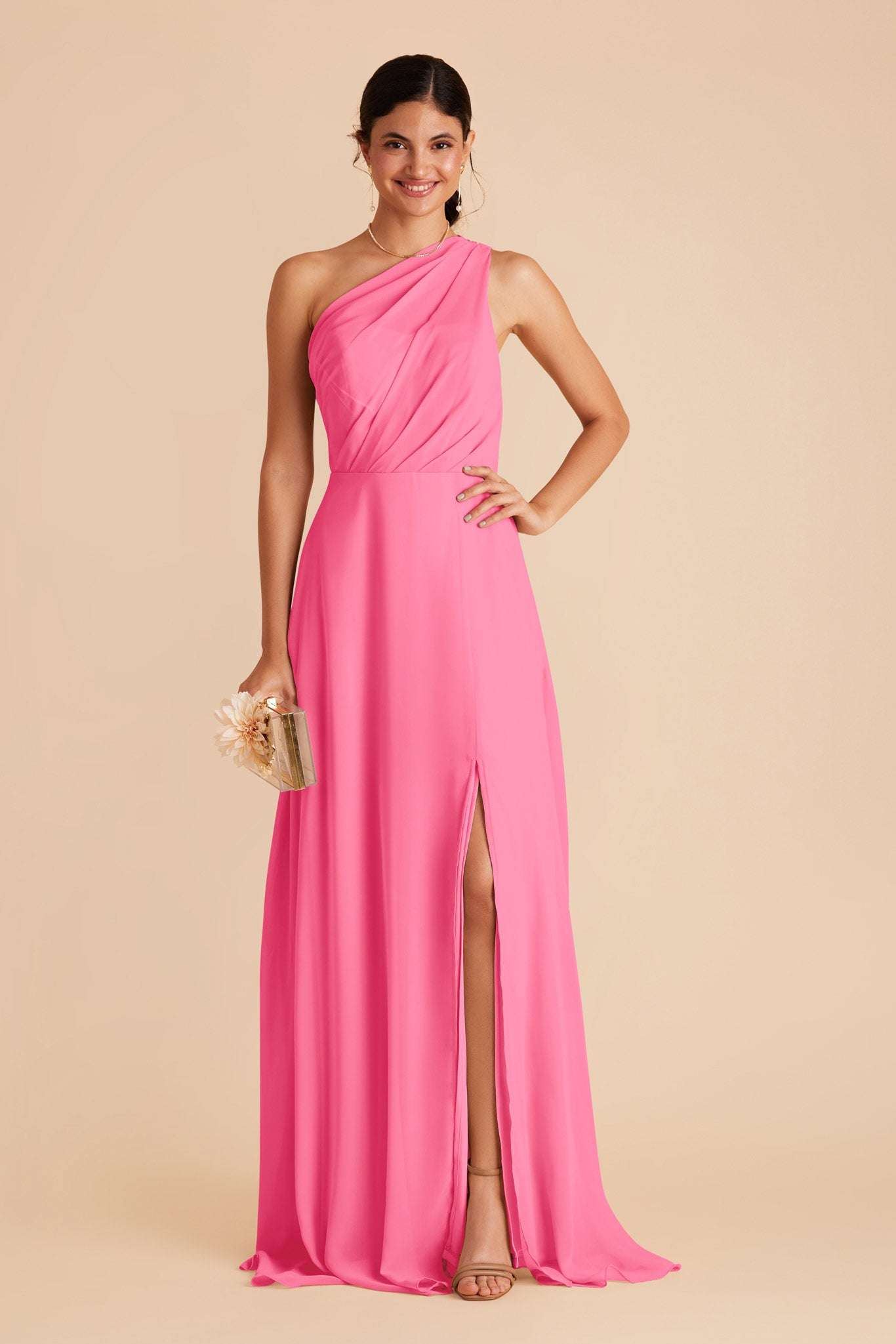 Bon Bon Pink Kira Chiffon  Dress by Birdy Grey