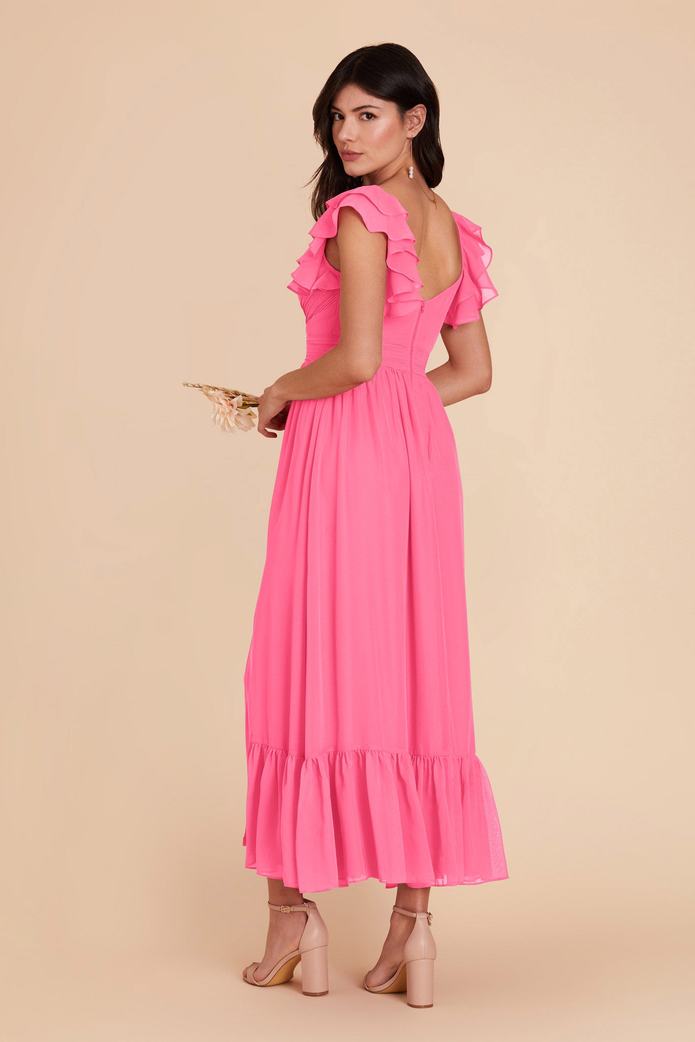 Bon Bon Pink Michelle Chiffon Dress by Birdy Grey