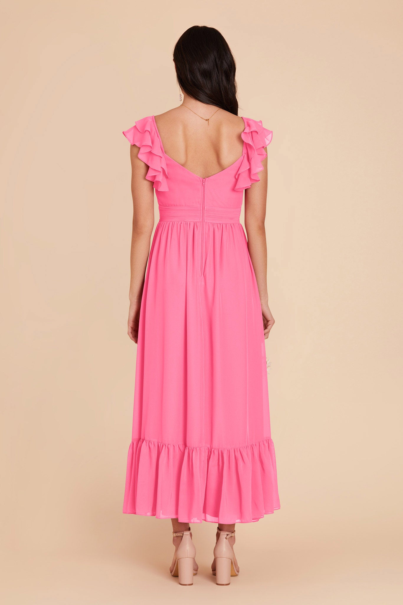 Bon Bon Pink Michelle Chiffon Dress by Birdy Grey