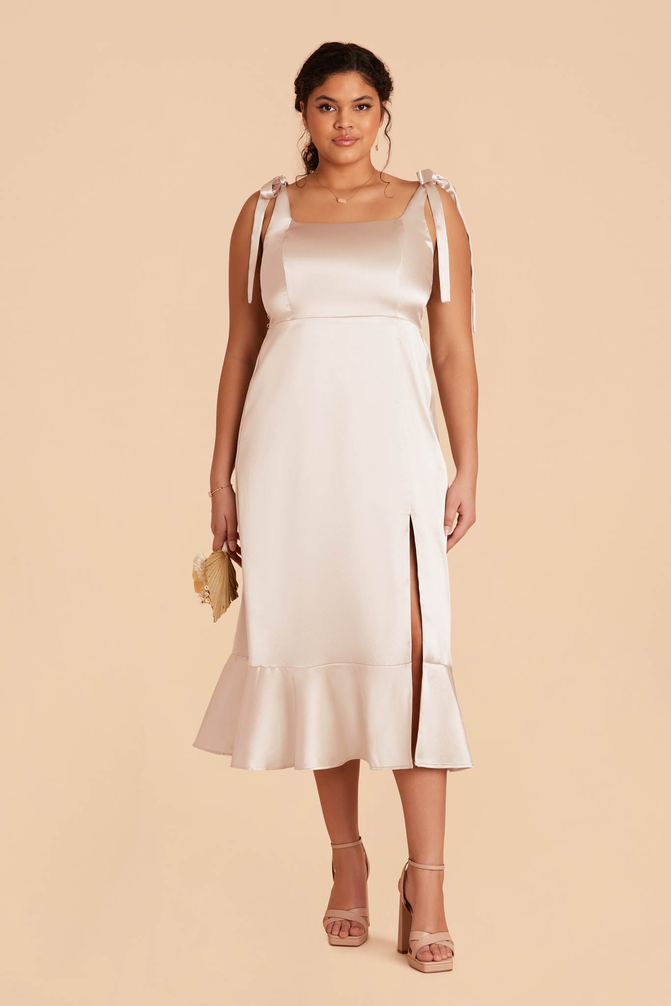 Champagne Eugenia Convertible Midi Dress by Birdy Grey
