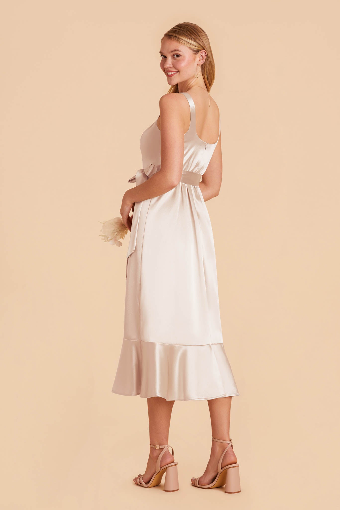 Champagne Eugenia Convertible Midi Dress by Birdy Grey