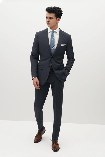 Charcoal Grey Textured Wool Suit - Tailored Suit Paris