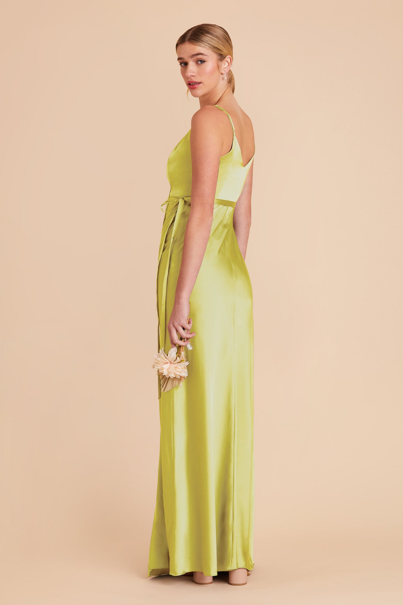 Chartreuse Cindy Matte Satin Dress by Birdy Grey