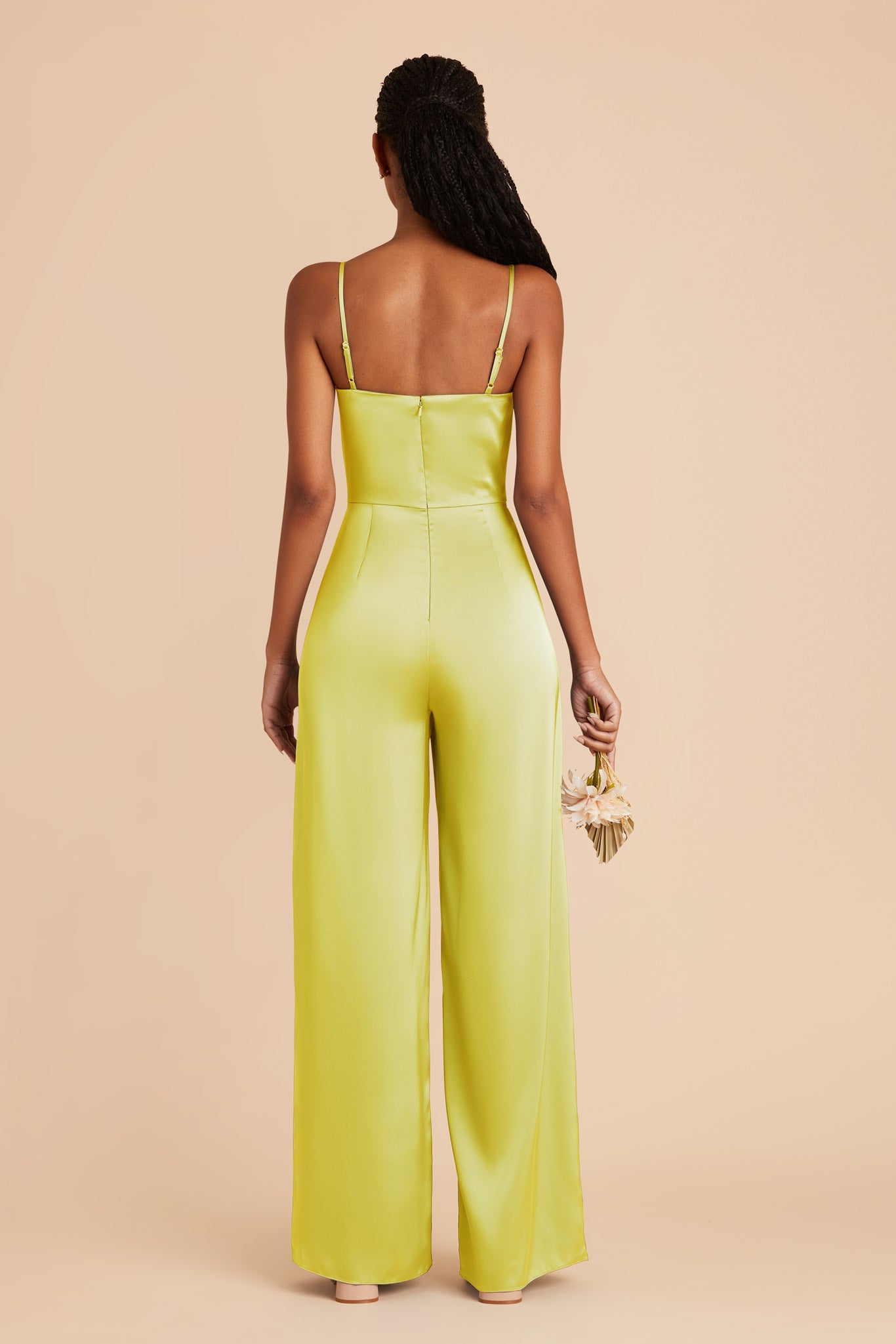Chartreuse Donna Matte Satin Bridesmaid Jumpsuit by Birdy Grey