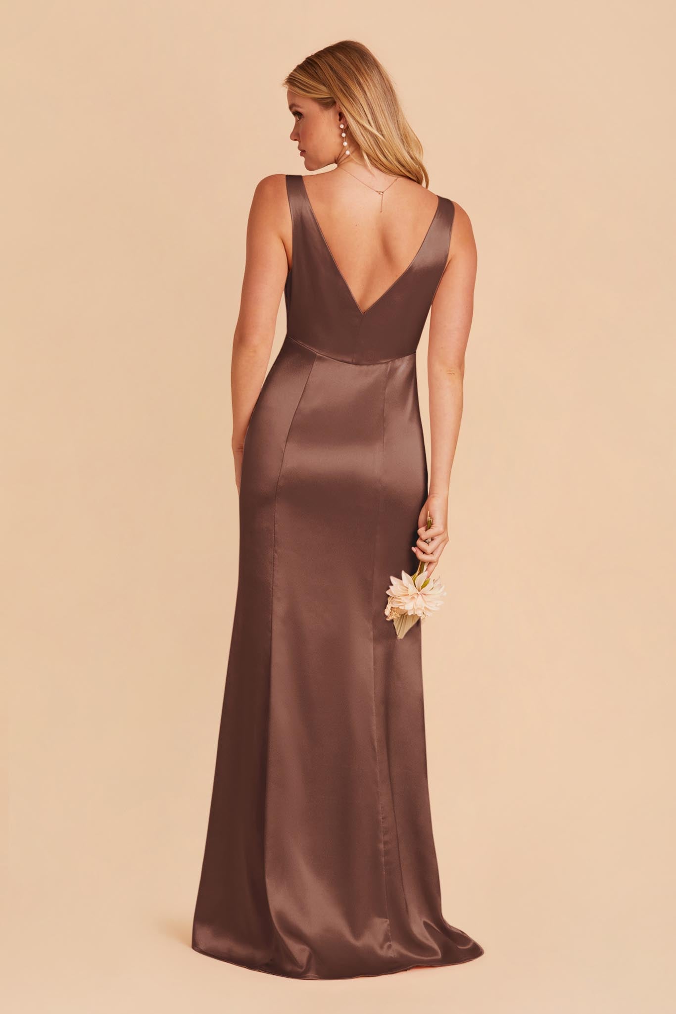 Chocolate Brown Gloria Satin Dress by Birdy Grey