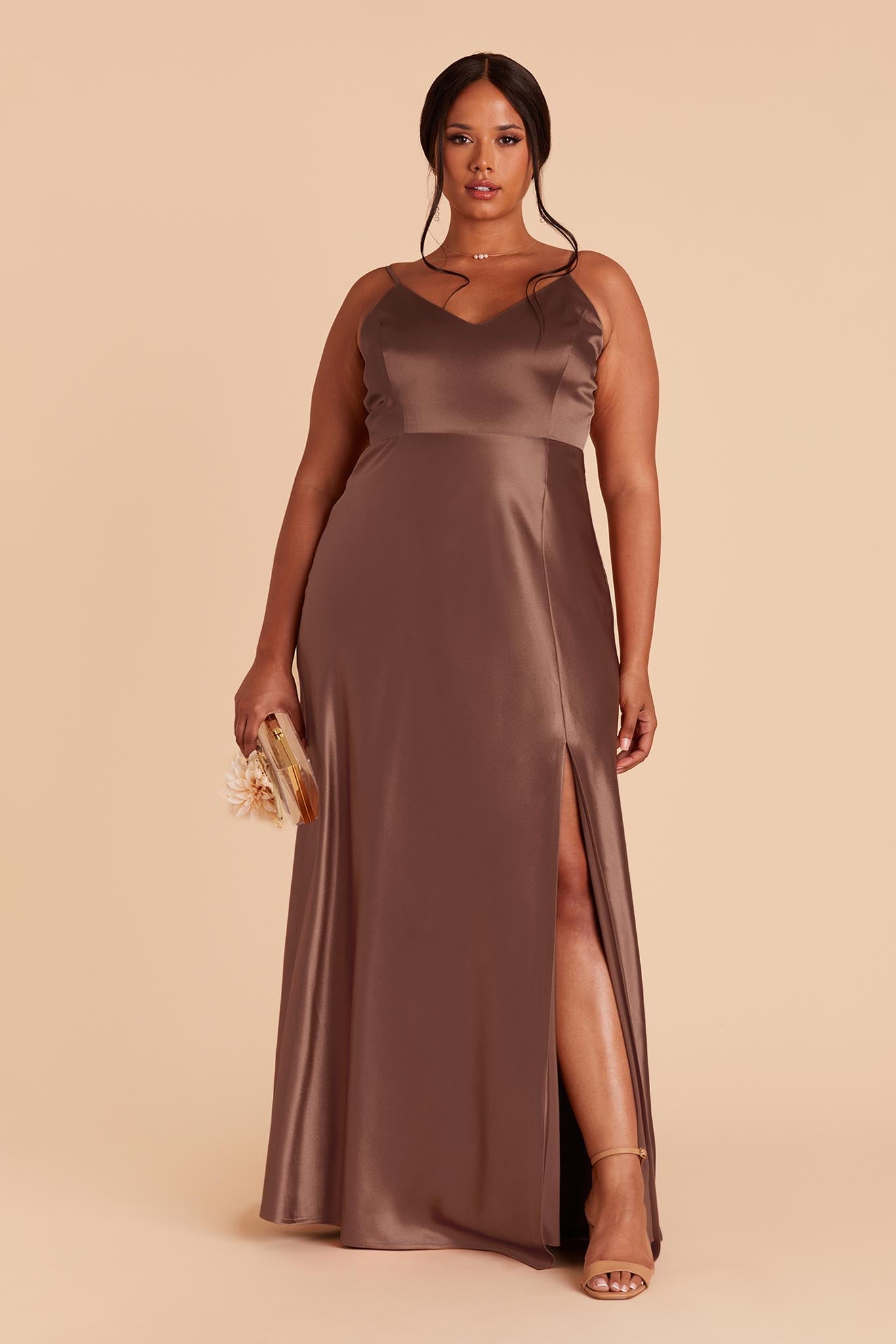 Jay Satin Dress - Chocolate Brown