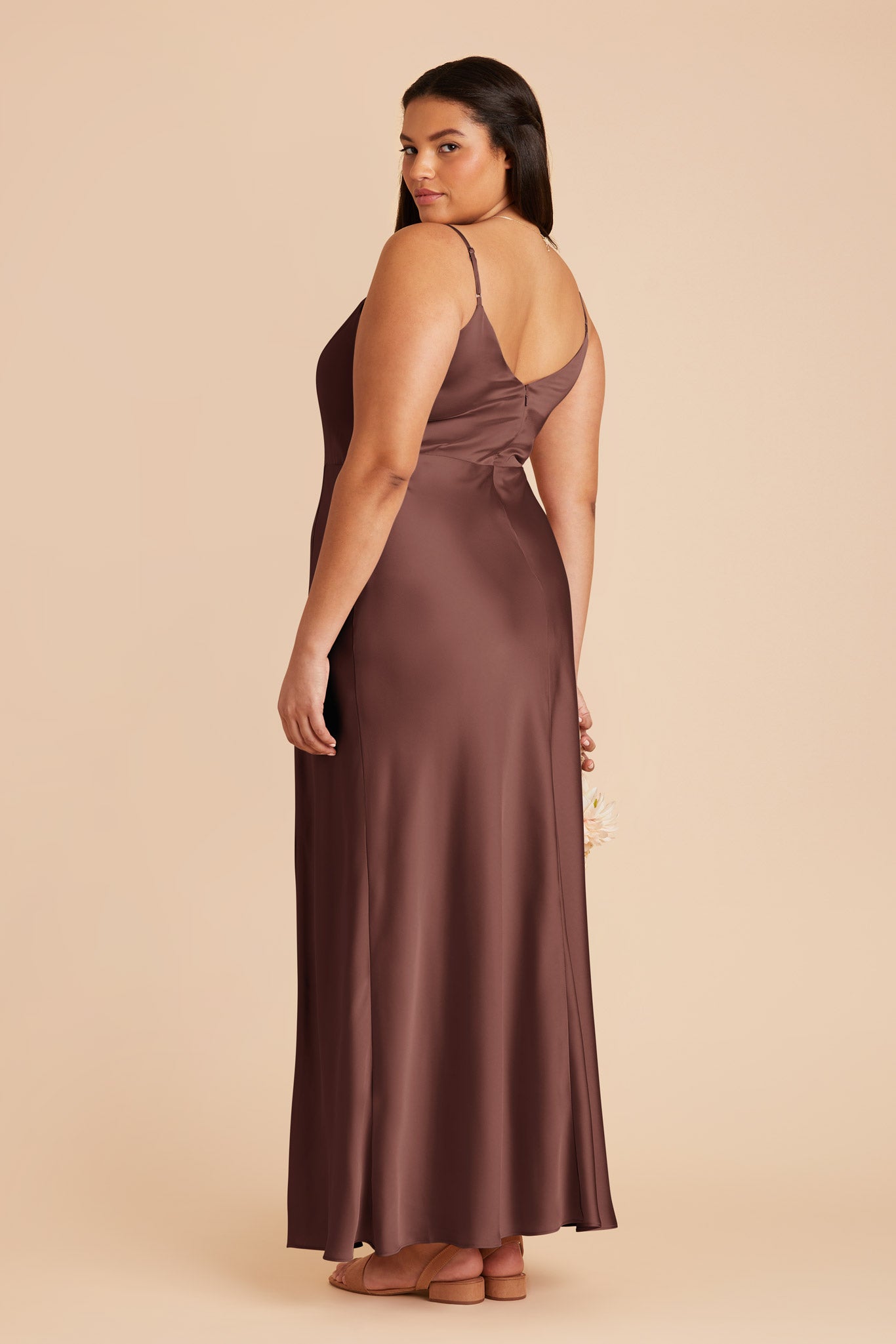 Chocolate Brown Jay Matte Satin Dress by Birdy Grey