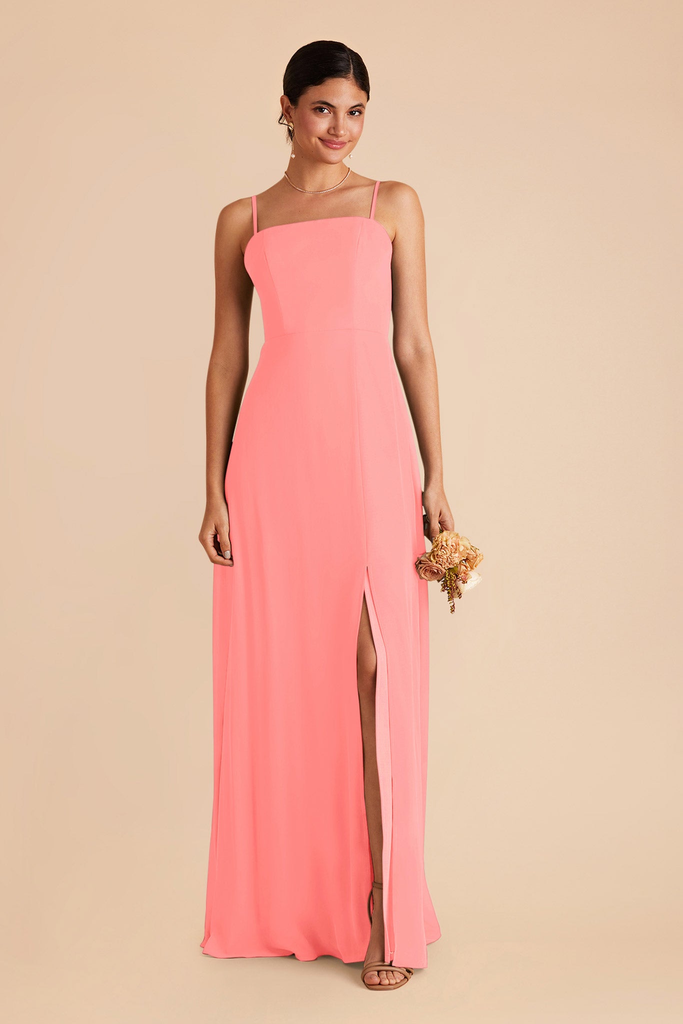 Coral Pink Chris Convertible Chiffon Dress by Birdy Grey