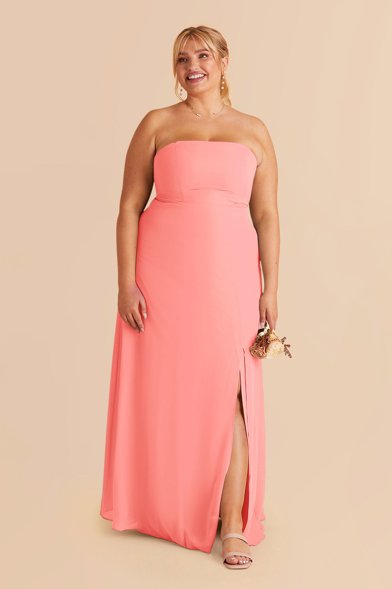 Coral Pink Chris Convertible Chiffon Dress by Birdy Grey