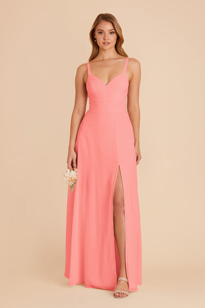 Coral Pink Deborah Chiffon Dress by Birdy Grey