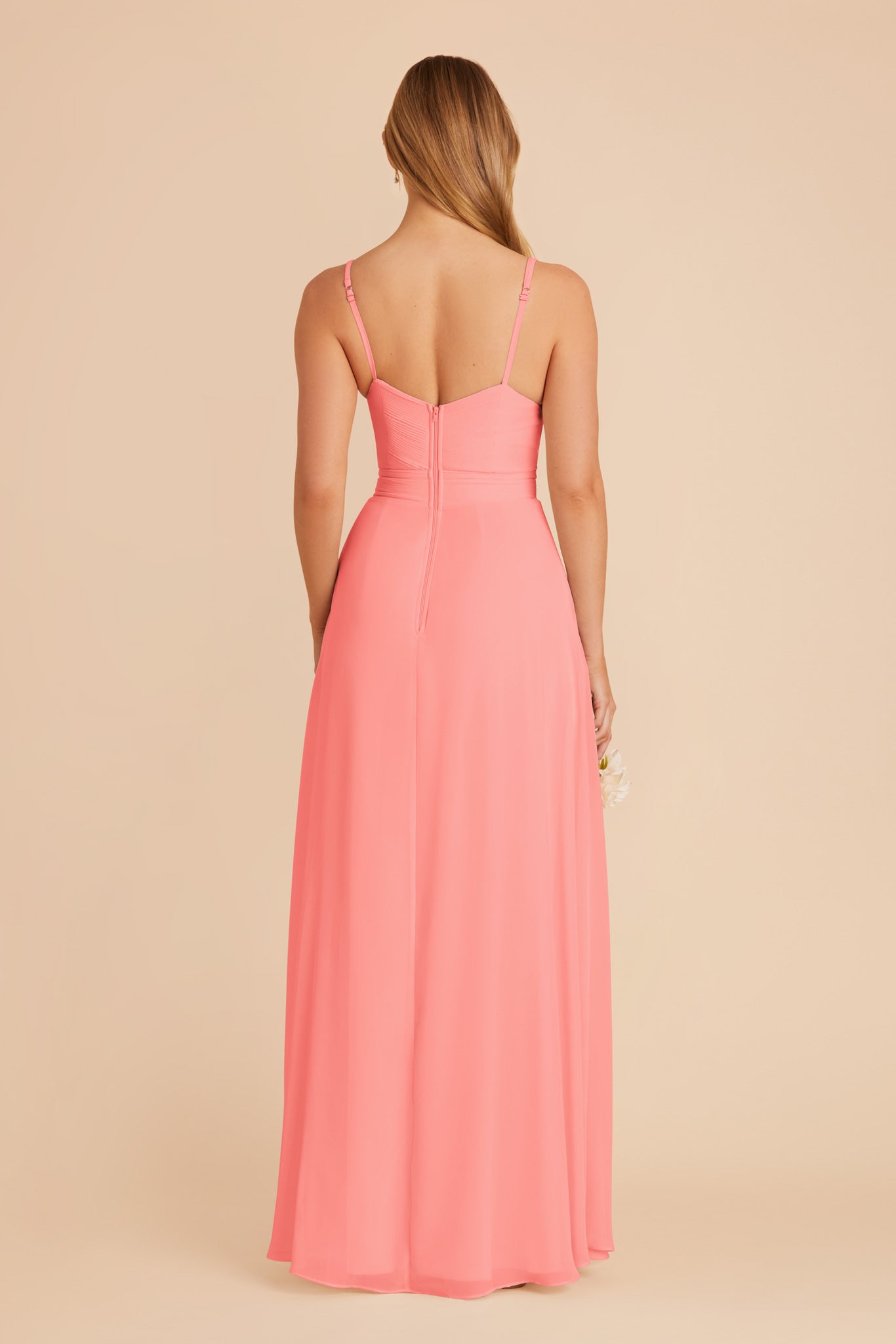 Coral Pink Deborah Chiffon Dress by Birdy Grey