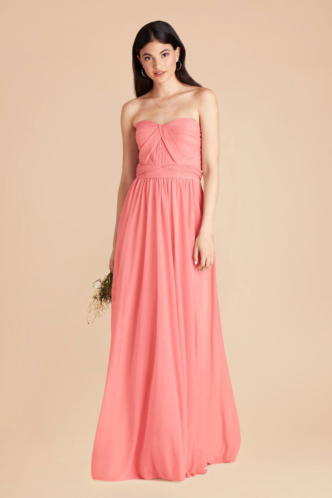 Coral Pink Grace Convertible Dress by Birdy Grey