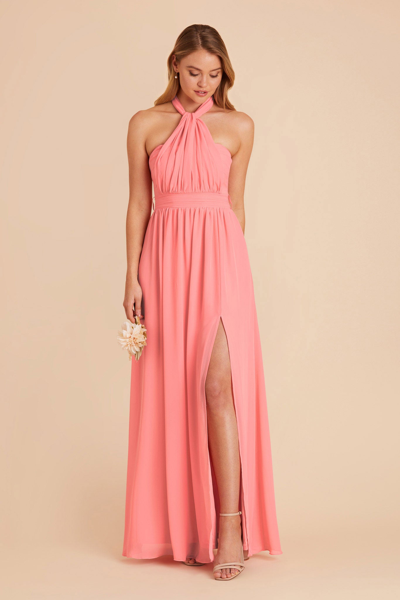 Coral Pink Grace Convertible Dress by Birdy Grey