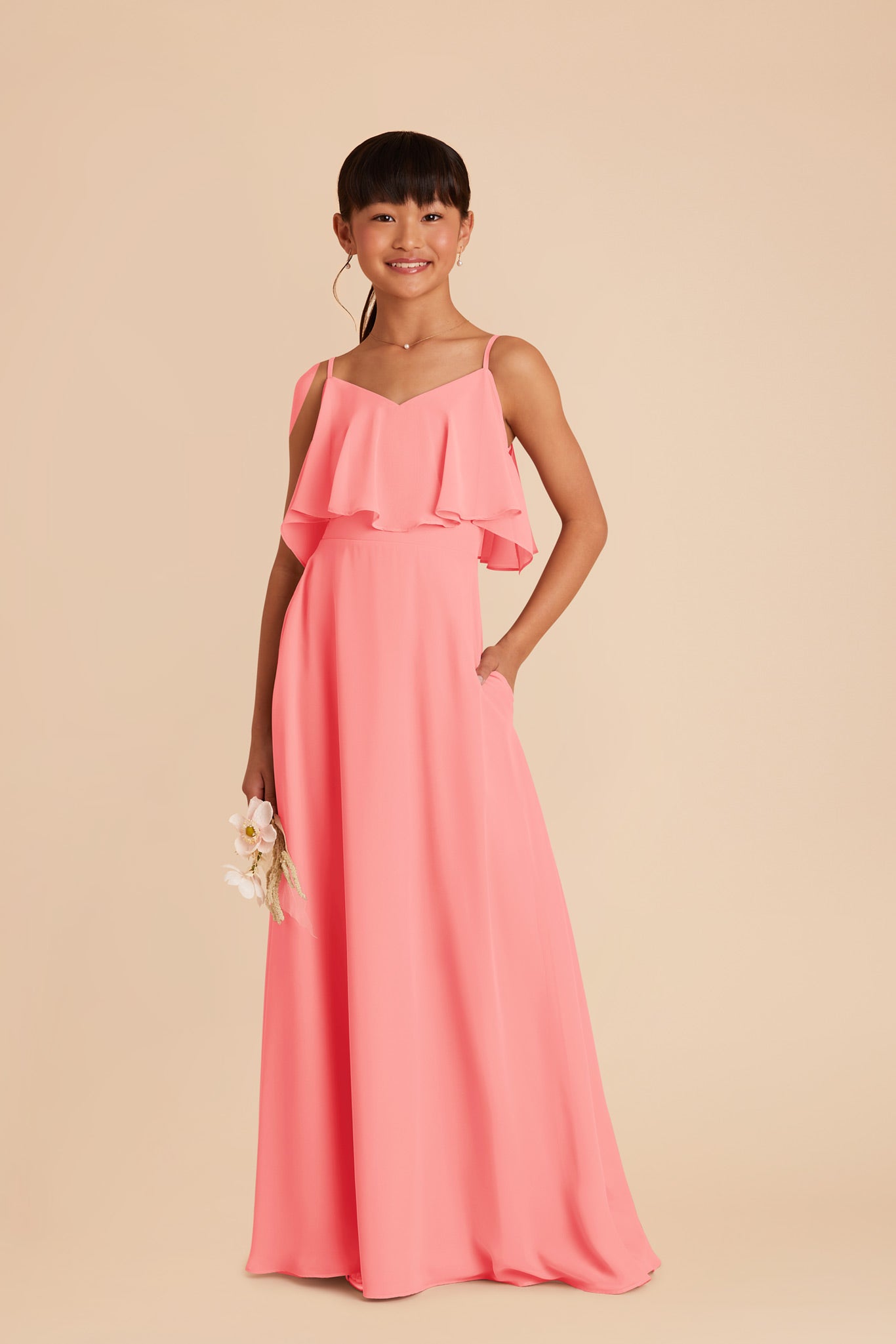 Coral Pink Janie Convertible Junior Dress by Birdy Grey