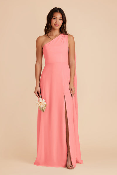 Coral Pink Melissa Chiffon Dress by Birdy Grey