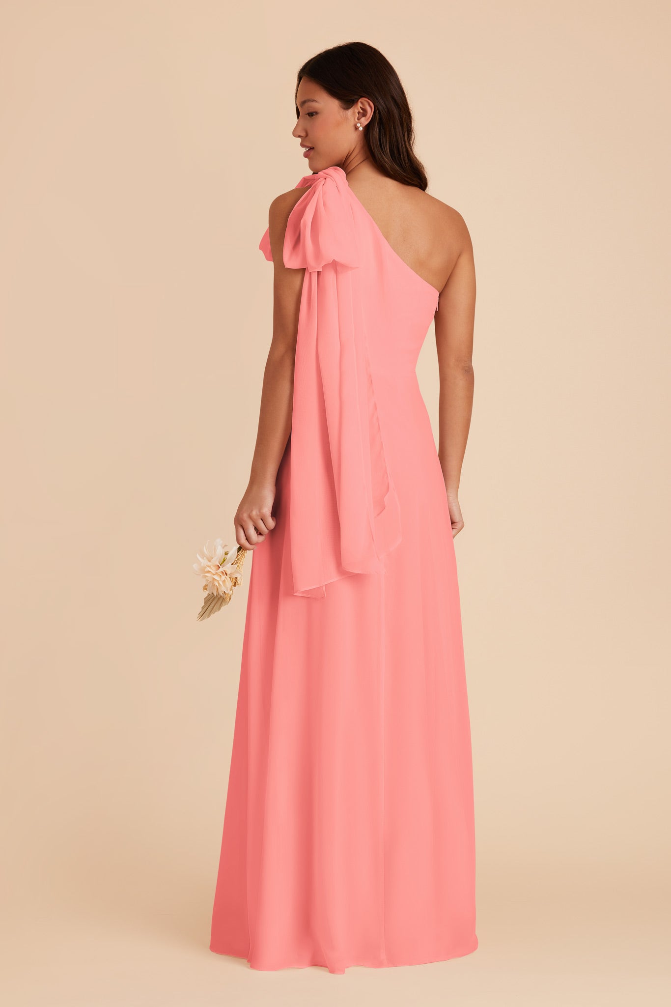 Coral Pink Melissa Chiffon Dress by Birdy Grey