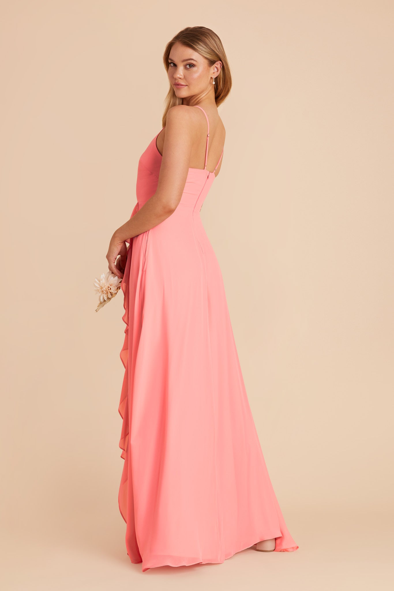 Coral Pink Theresa Chiffon Dress by Birdy Grey