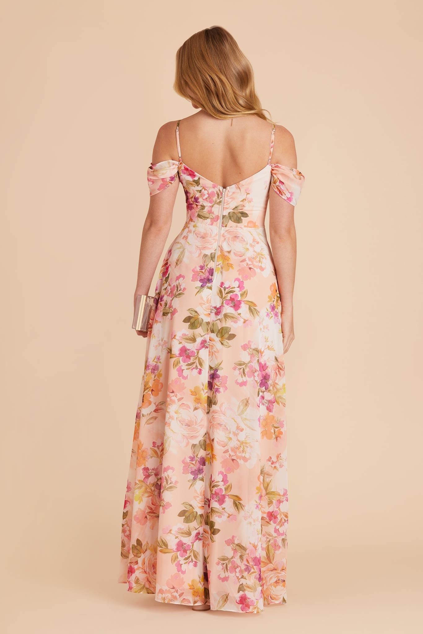 Coral Sunset Peonies  Devin Convertible Dress by Birdy Grey