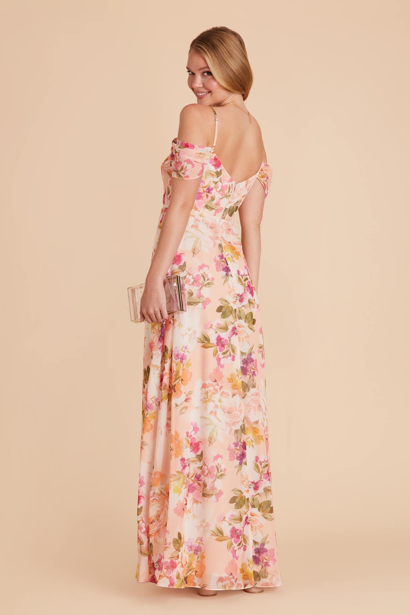 Coral Sunset Peonies Devin Convertible Dress by Birdy Grey