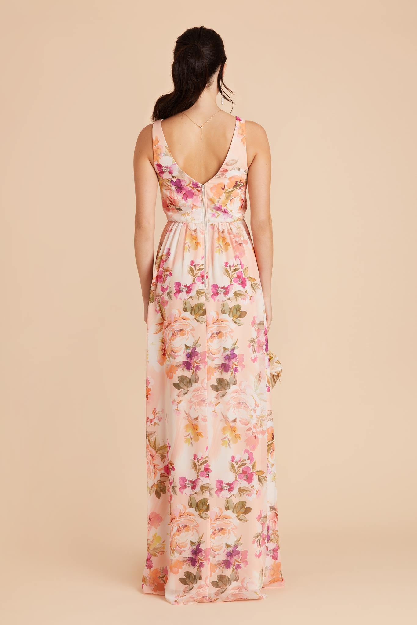 Coral Sunset Peonies Laurie Empire Dress by Birdy Grey