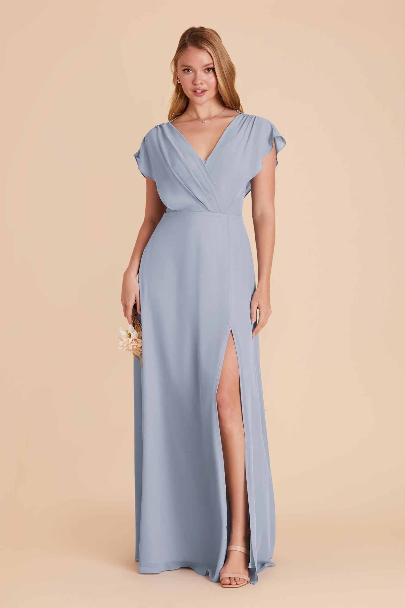 Violet Chiffon Dress - Dusty Blue