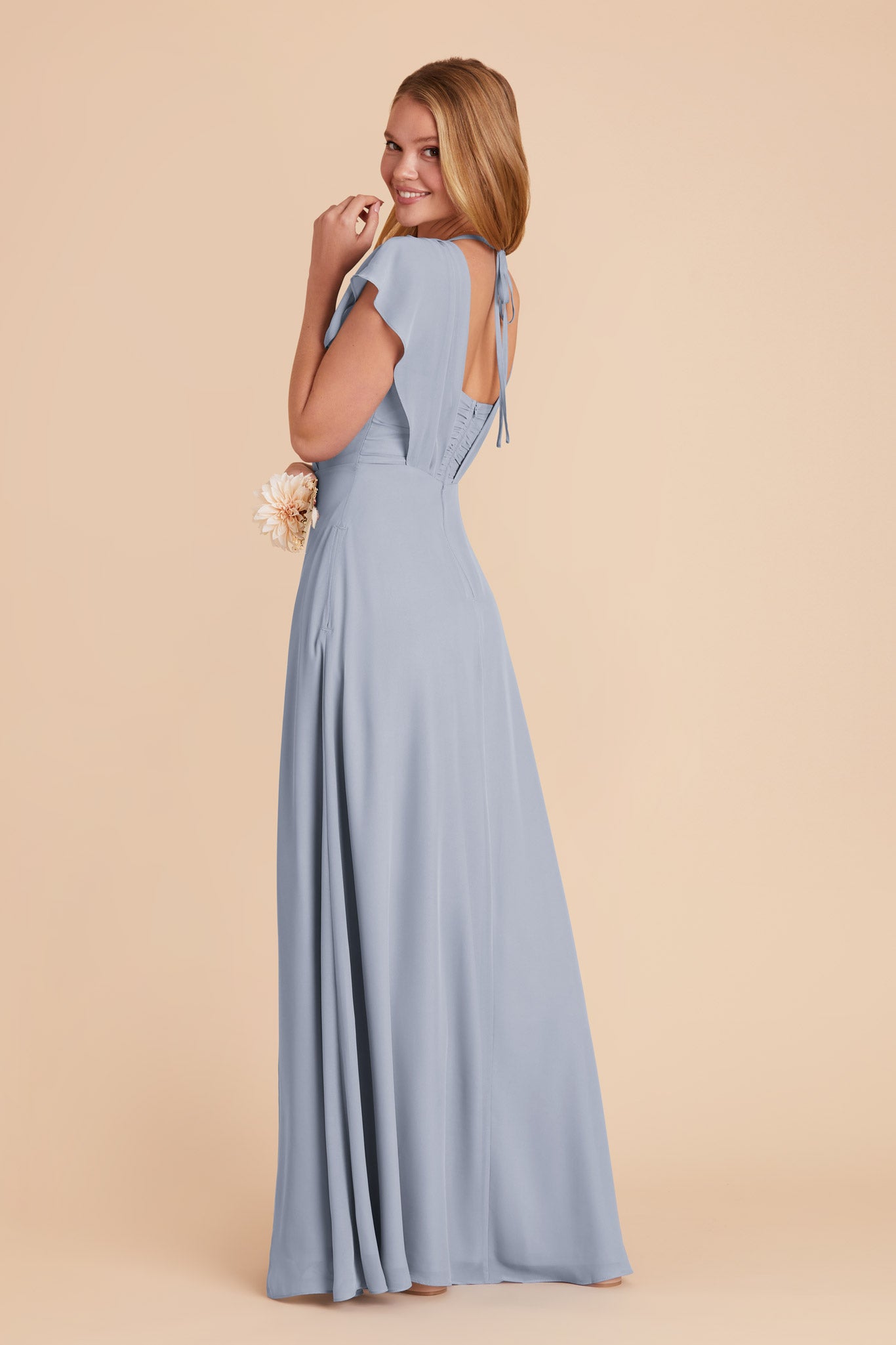 Violet Chiffon Dress - Dusty Blue