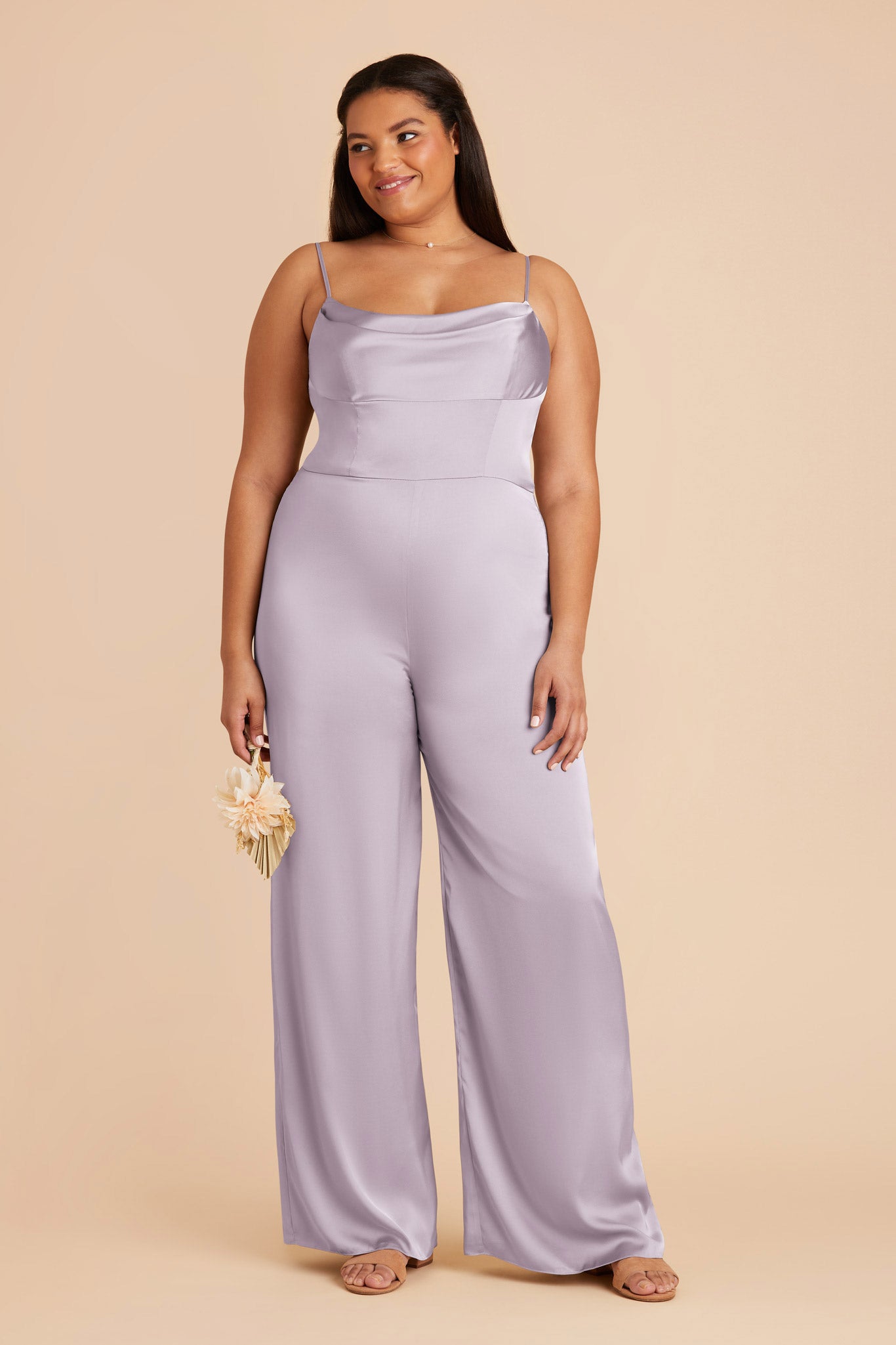 Dusty Lilac Donna Matte Satin Bridesmaid Jumpsuit by Birdy Grey
