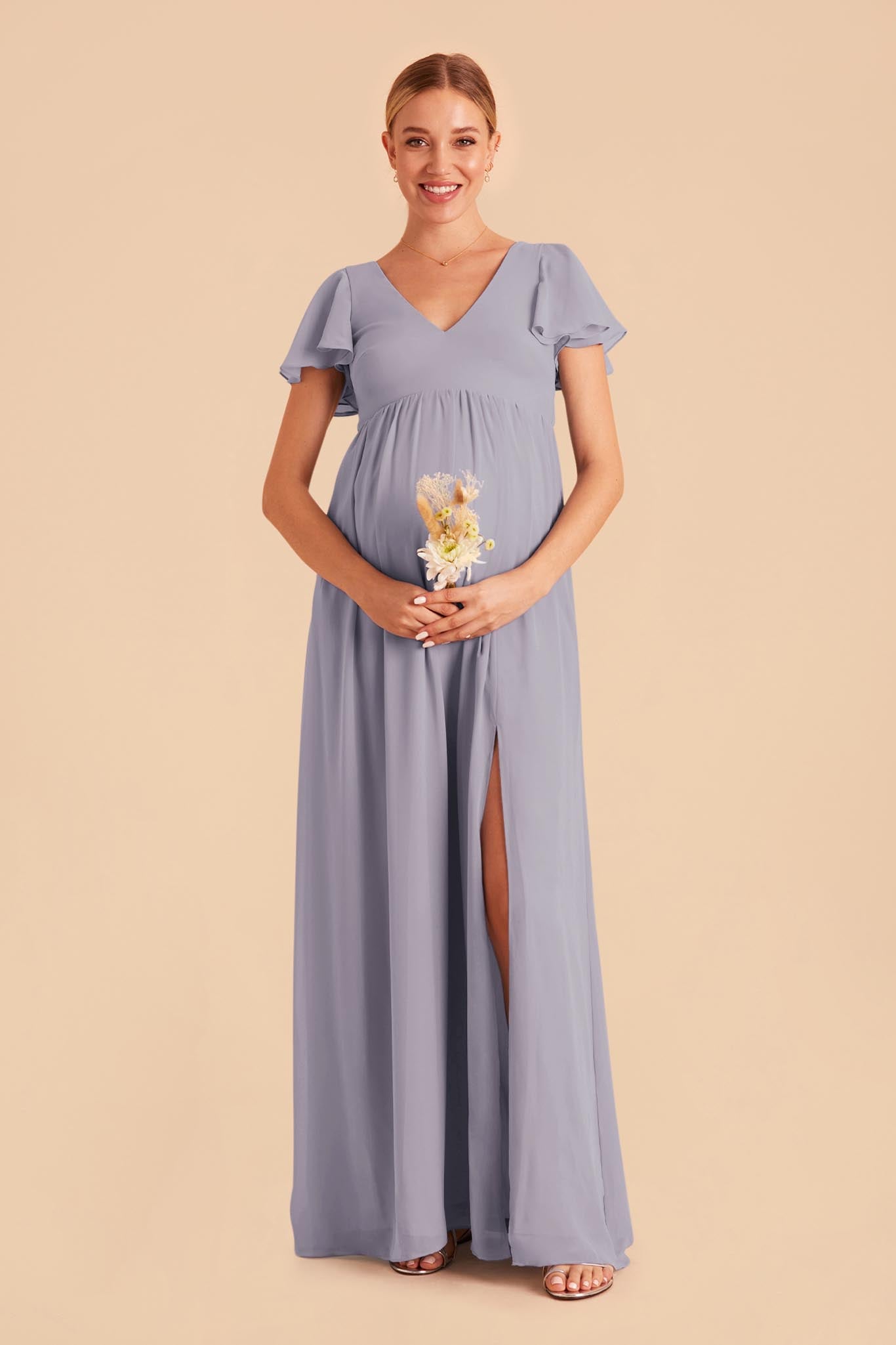 Hannah Empire Bridesmaid Dress in Dusty Lilac | Birdy Grey