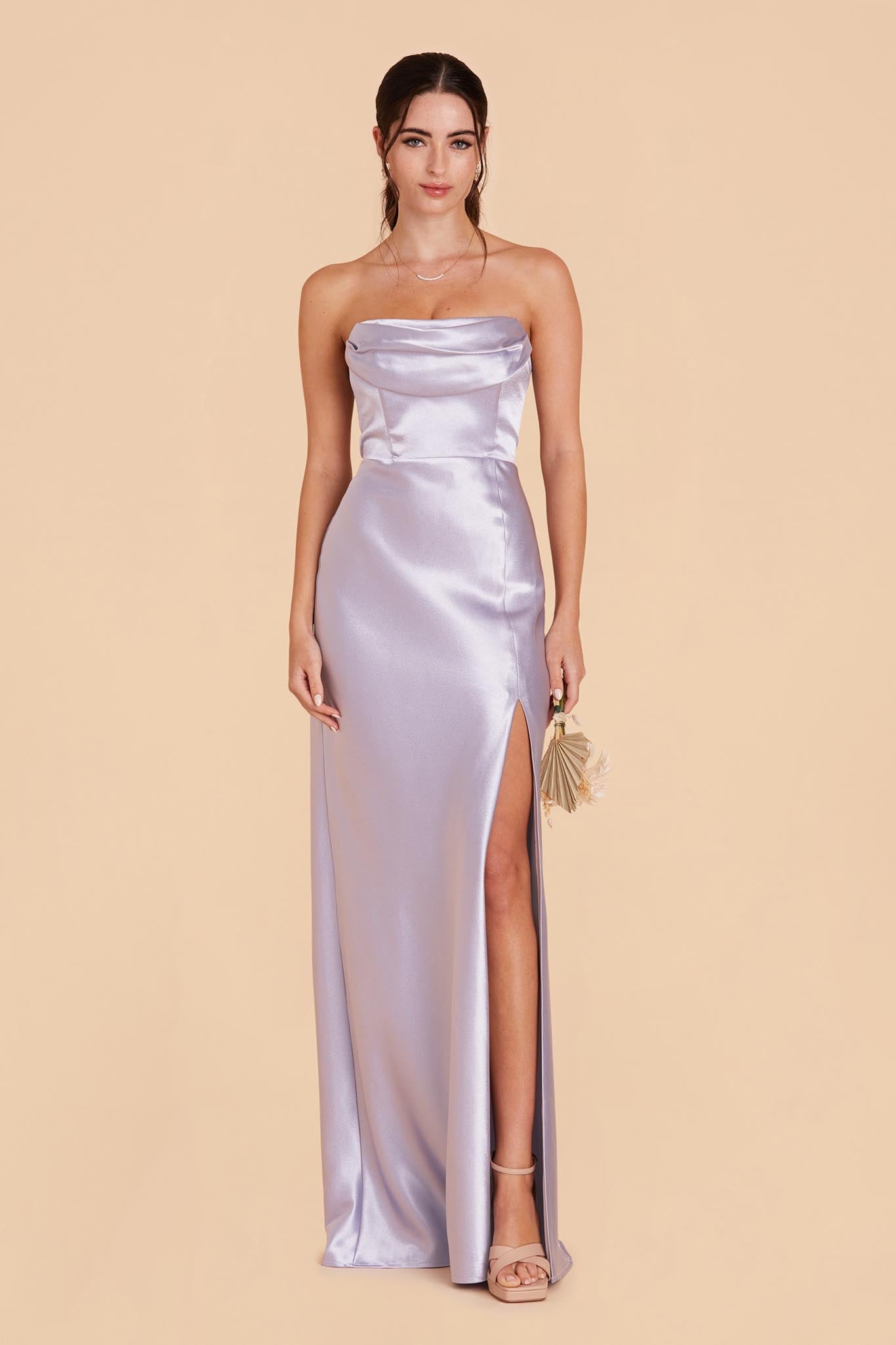 Mia Shiny Satin Convertible Dress - Dusty Lilac